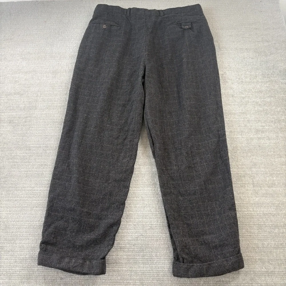 VTG 90s Tommy Hilfiger Pants Mens 34x28 Gray Pleated Wool Preppy Cuff Academia